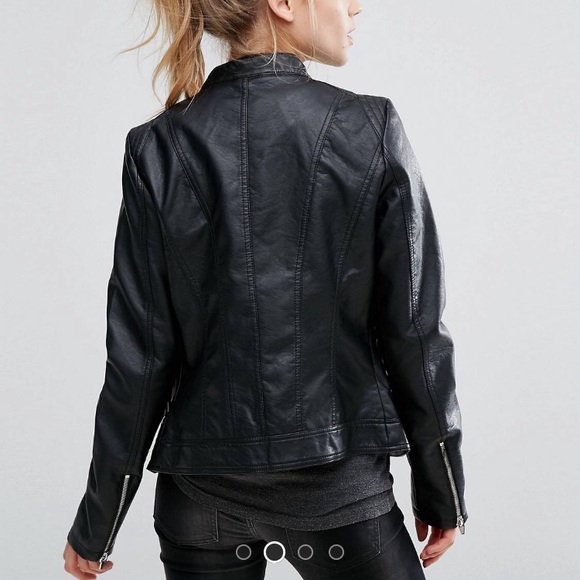 Vila Leather Look Biker Jacket - Picture 3 of 7